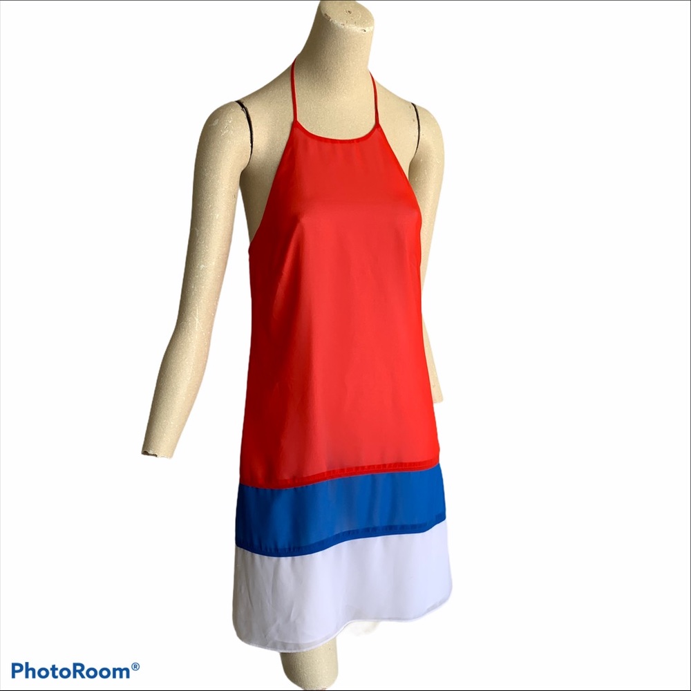 Gianni Bini Dress Red White Blue Size 2 Colorblock